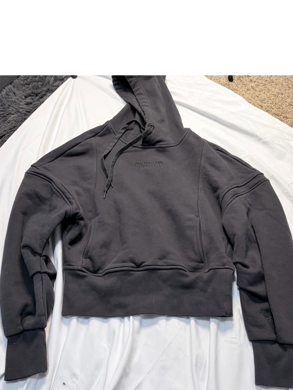 Gymshark Charcoal Gray Cropped Pullover Hoodie